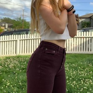 Burgundy American Eagle Button Up Jeans